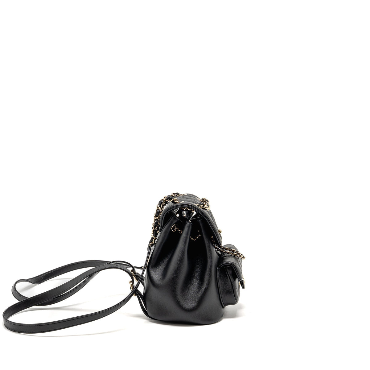 CHANEL MINI DUMA BACKPACK CALFSKIN BLACK LGHW (MICROCHIP)