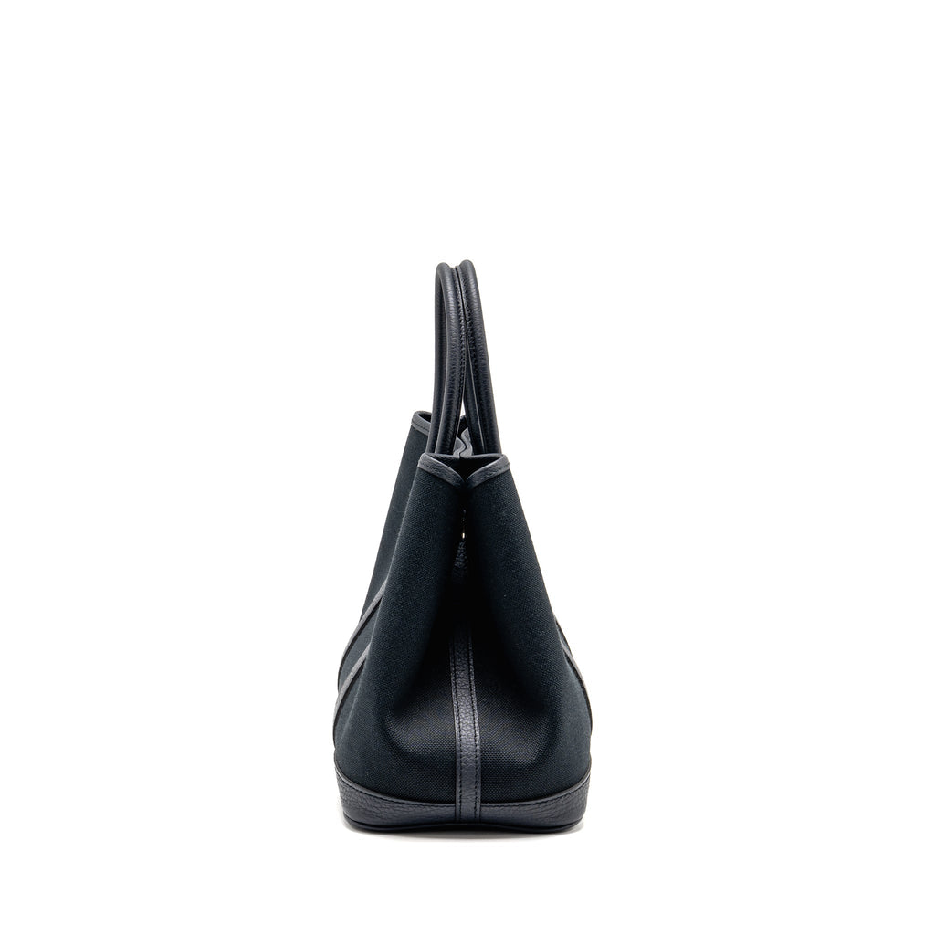 HERMES GARDEN PARTY 30 CANVAS/NEGONDA BLACK/BLUE INDIGO SHW