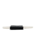 CHANEL CARD HOLDER WITH MAXI PEARLS CHAIN LAMBSKIN BLACK LGHW
