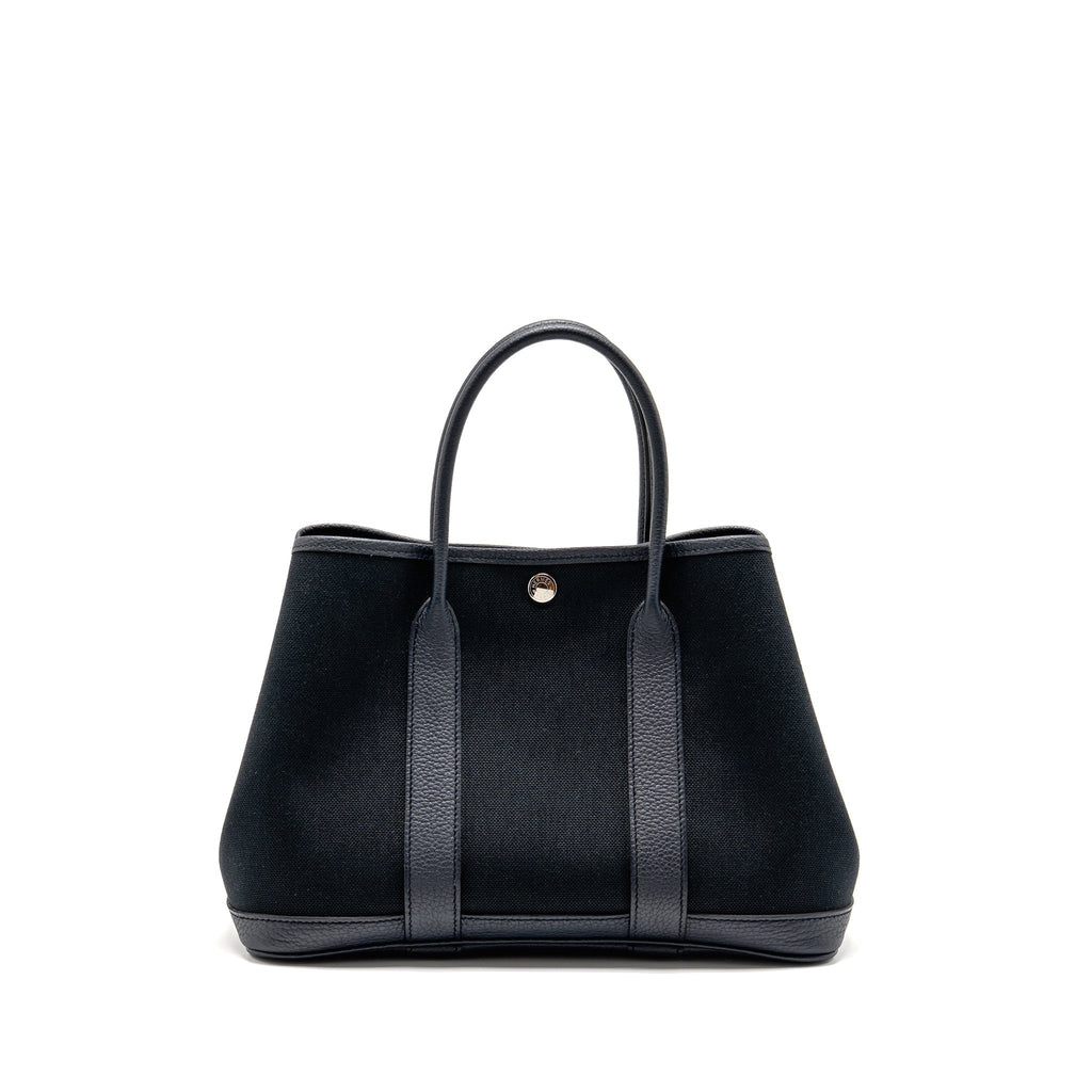 HERMES GARDEN PARTY 30 CANVAS/NEGONDA BLACK/BLUE INDIGO SHW