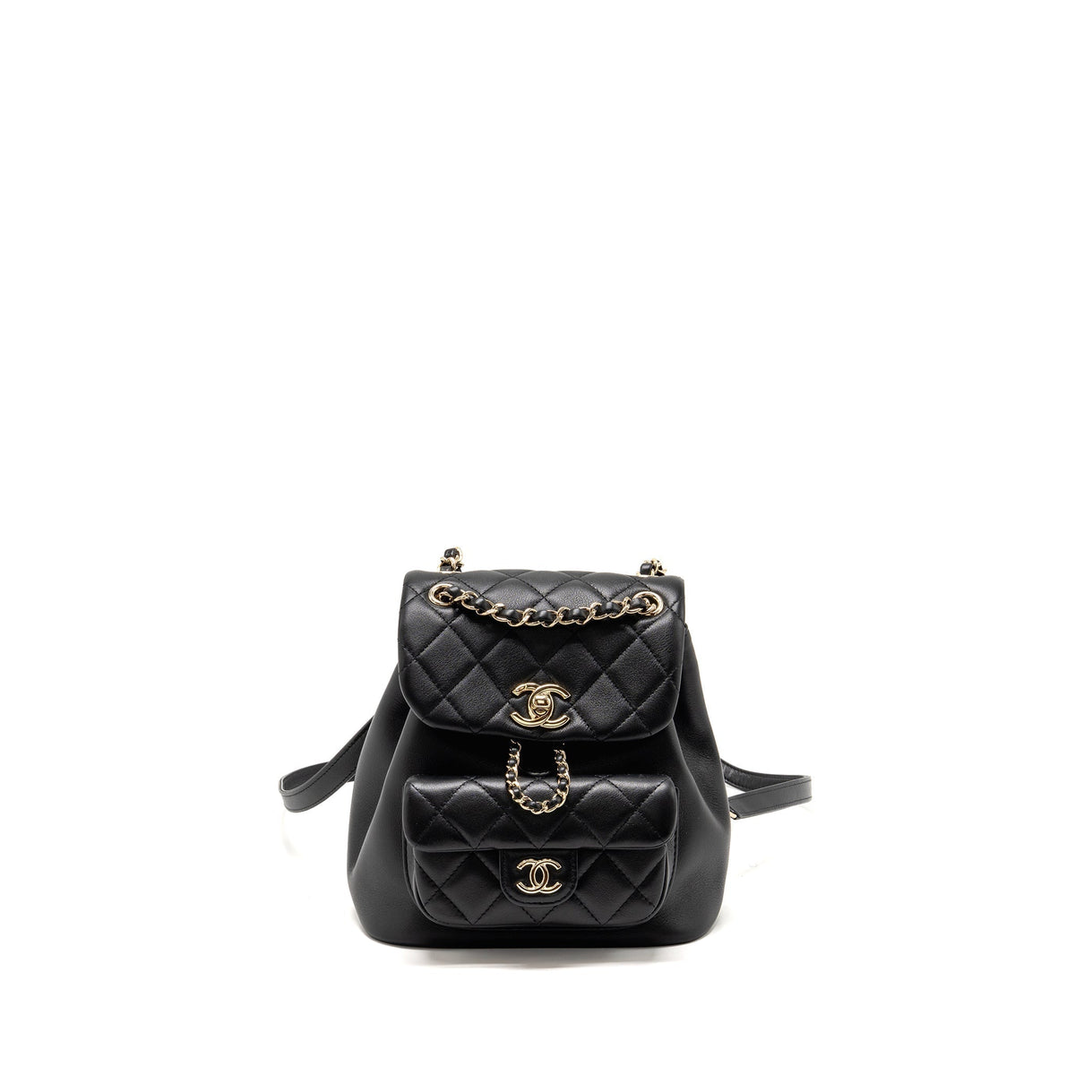 CHANEL MINI DUMA BACKPACK CALFSKIN BLACK LGHW (MICROCHIP)