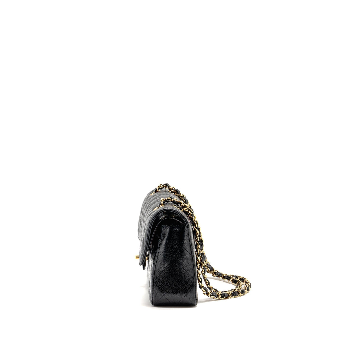 CHANEL SMALL CLASSIC DOUBLE FLAP BAG CAVIAR BLACK GHW (MICROCHIP)