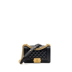 CHANEL SMALL BOY BAG CAVIAR BLACK GHW (MICROCHIP)