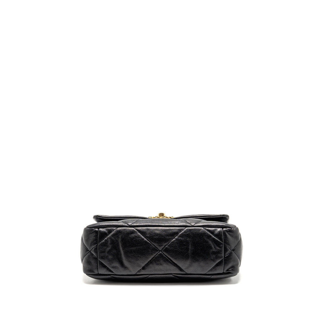 CHANEL SMALL 19 BAG SHINY LAMBSKIN BLACK MULTICOLOUR HARDWARE