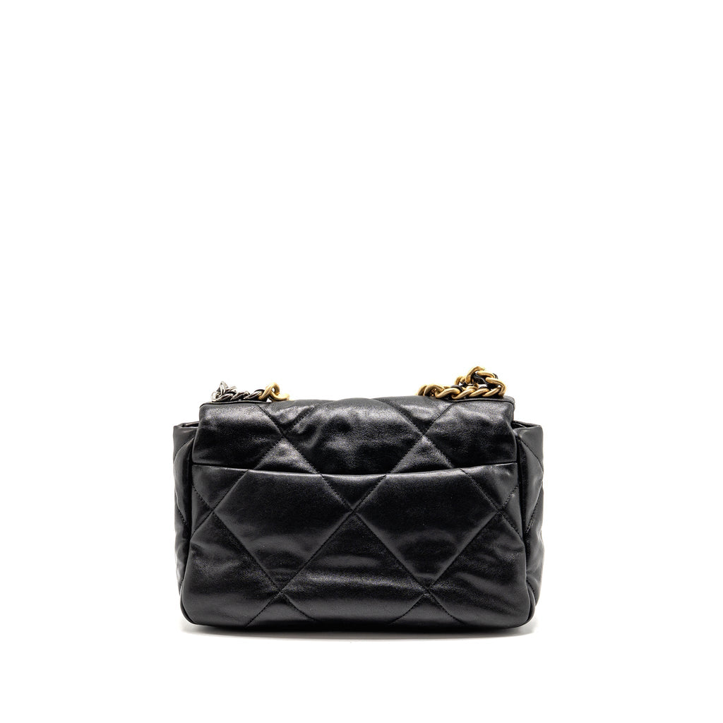 CHANEL SMALL 19 BAG SHINY LAMBSKIN BLACK MULTICOLOUR HARDWARE