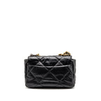 CHANEL SMALL 19 BAG SHINY LAMBSKIN BLACK MULTICOLOUR HARDWARE