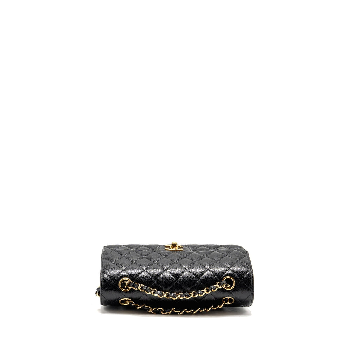 CHANEL SMALL CLASSIC DOUBLE FLAP BAG CAVIAR BLACK GHW (MICROCHIP)