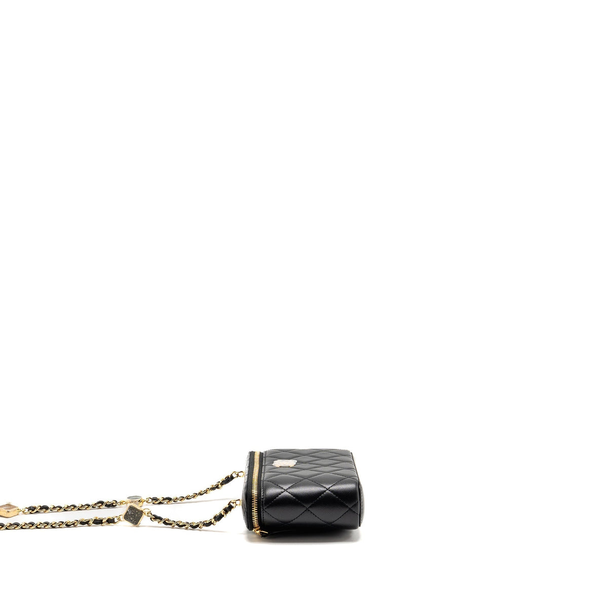 CHANEL SMALL VANITY CLUTCH WITH DETAIL CHAIN CAVIAR BLACK GHW (MICROCHIP)