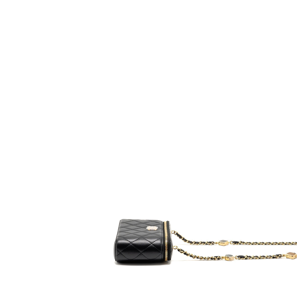 CHANEL SMALL VANITY CLUTCH WITH DETAIL CHAIN CAVIAR BLACK GHW (MICROCHIP)