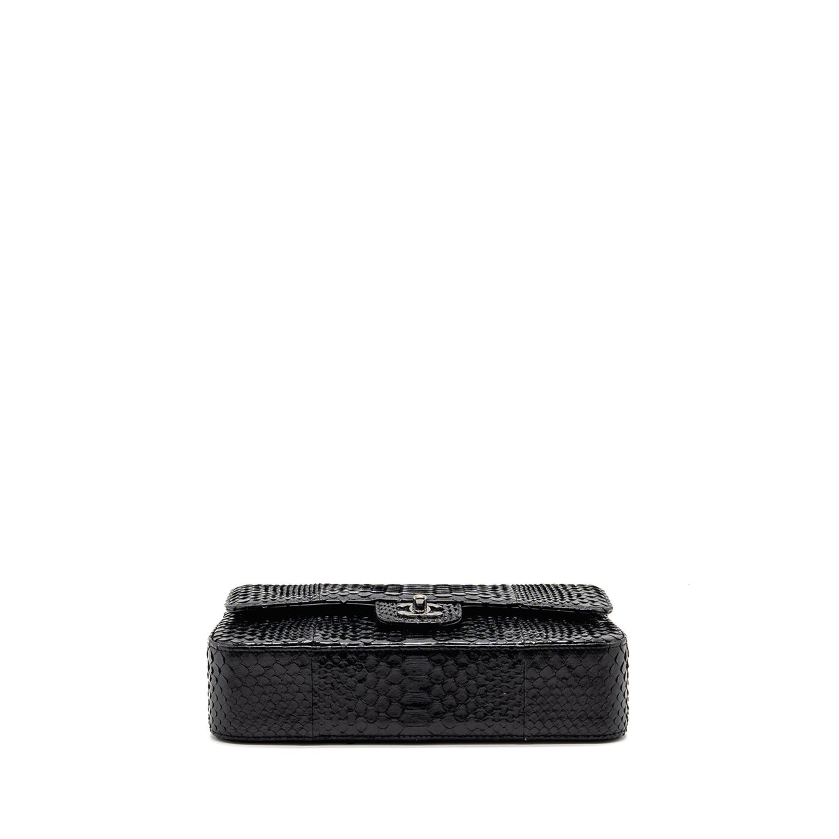CHANEL MEDIUM CLASSIC DOUBLE FLAP BAG PYTHON BLACK SHW