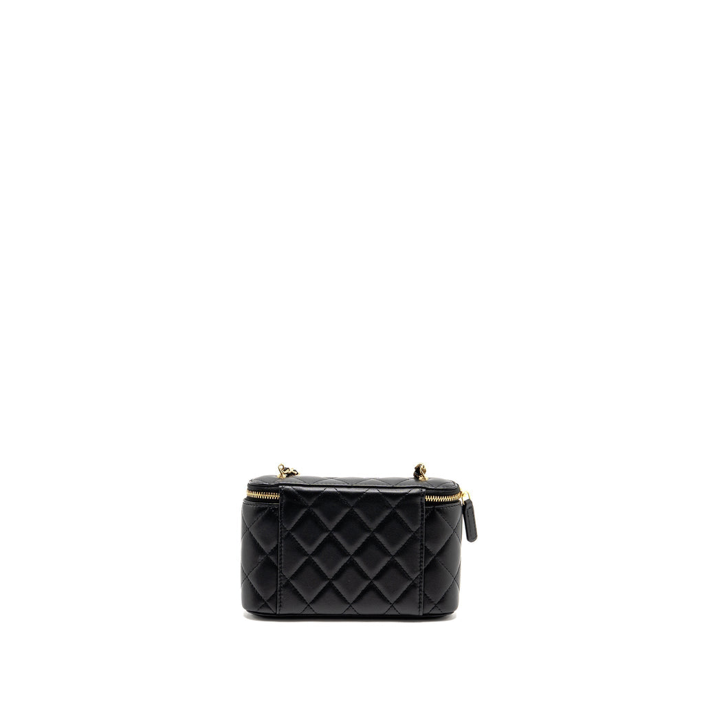CHANEL SMALL VANITY CLUTCH WITH DETAIL CHAIN CAVIAR BLACK GHW (MICROCHIP)