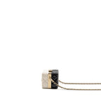 Chanel Micro Box Square Bag Lambskin Black/White LGHW (Microchip)