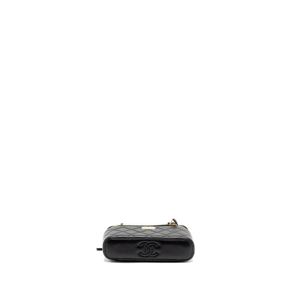 CHANEL SMALL VANITY CLUTCH WITH DETAIL CHAIN CAVIAR BLACK GHW (MICROCHIP)