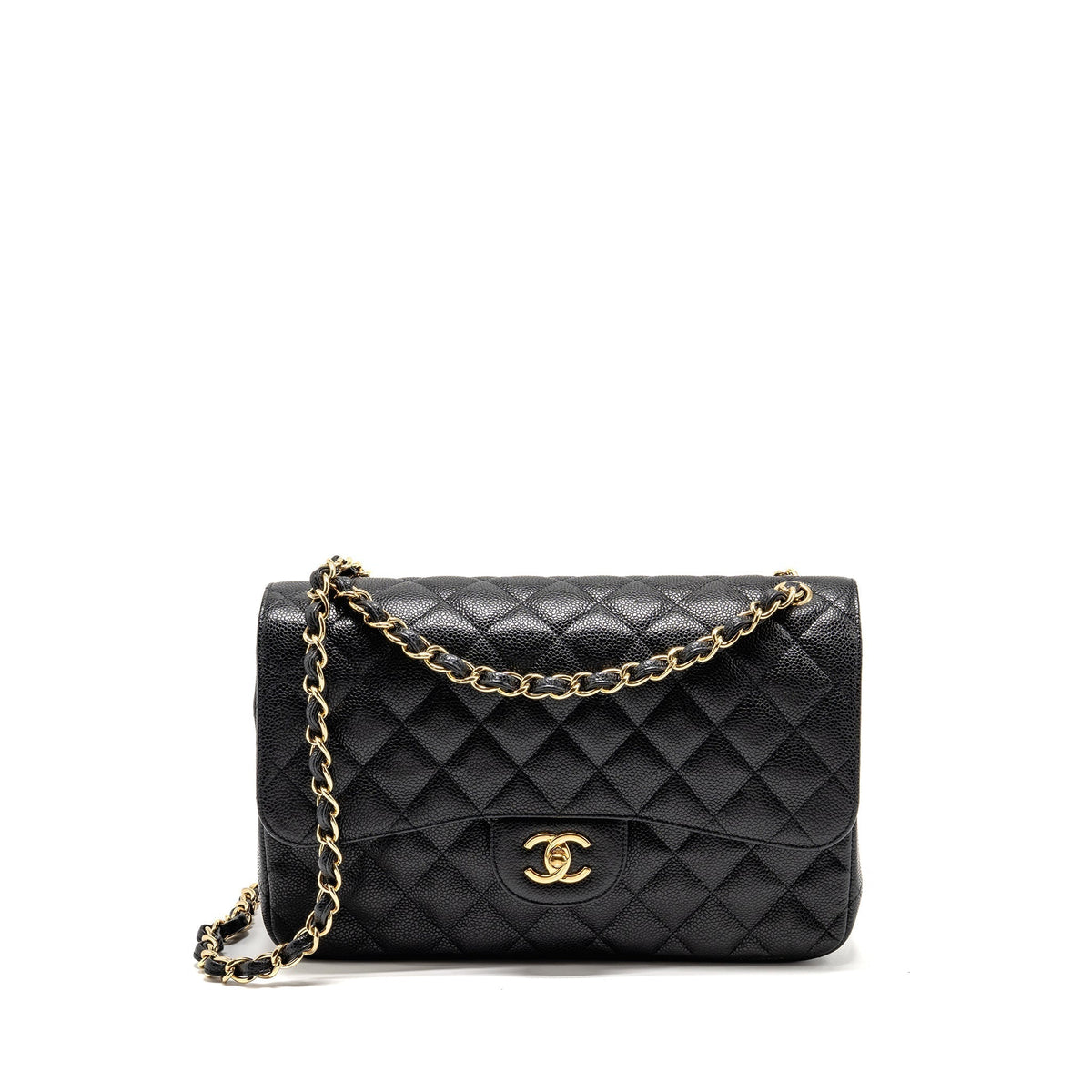 CHANEL JUMBO CLASSIC DOUBLE FLAP BAG CAVIAR BLACK GHW