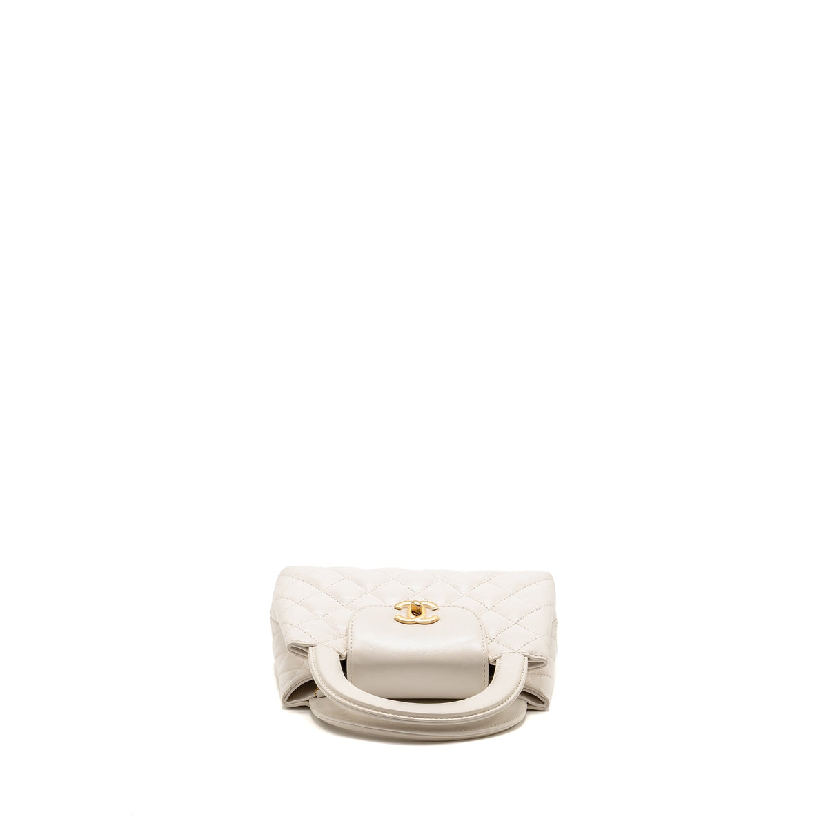CHANEL MINI KELLY SHOPPING TOTE BAG CALFSKIN WHITE GHW (MICROCHIP)