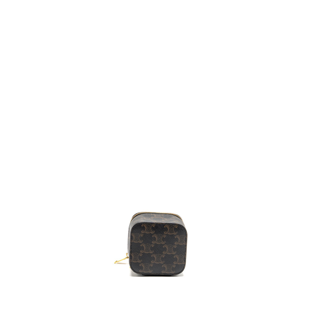 Celine top handle mini vanity case with strap triomphe canvas brown GHW