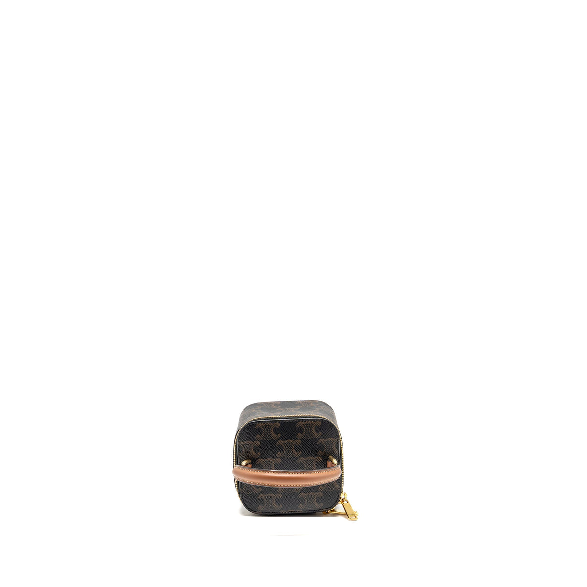 Celine top handle mini vanity case with strap triomphe canvas brown GHW