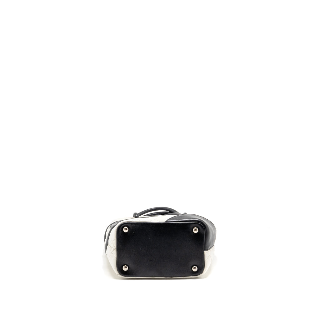 CHANEL SMALL CAMBON LIGNE SHOPPING TOTE BAG CALFSKIN BLACK/WHITE SHW