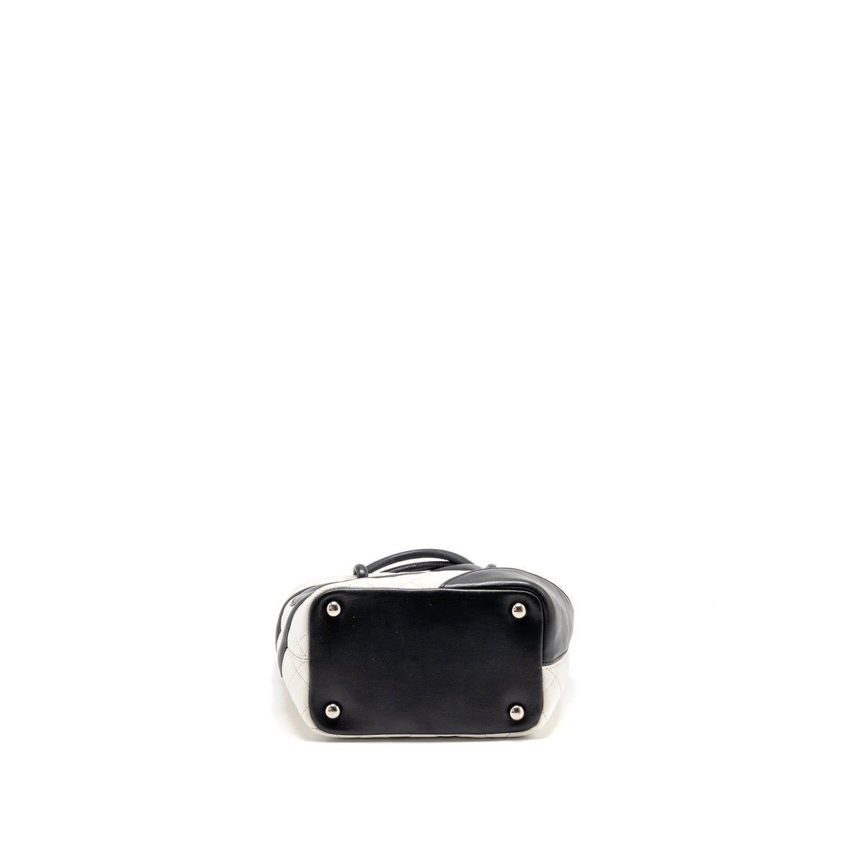 CHANEL SMALL CAMBON LIGNE SHOPPING TOTE BAG CALFSKIN BLACK/WHITE SHW