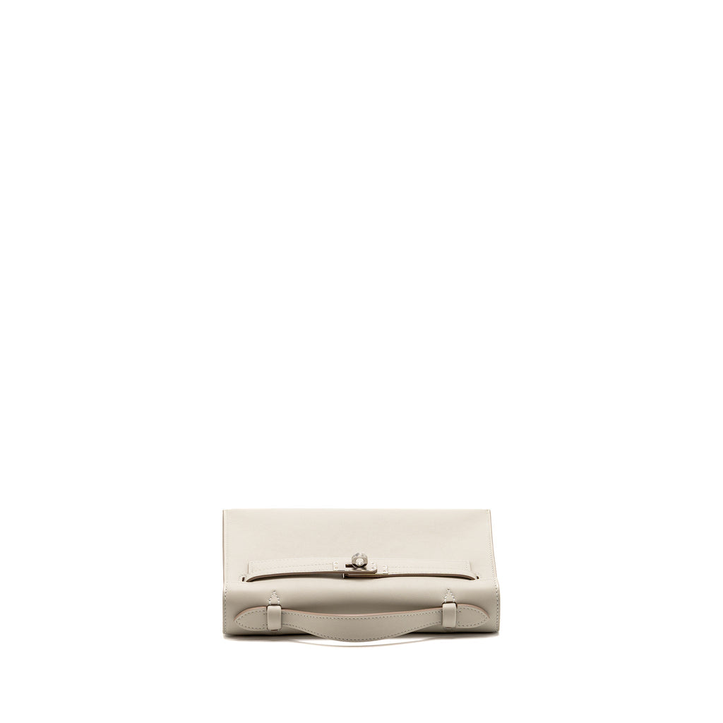 Hermes Kelly Pochette swift gris perle SHW