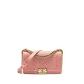 CHANEL MEDIUM BOY BAG GRAINED CALFSKIN PINK LGHW