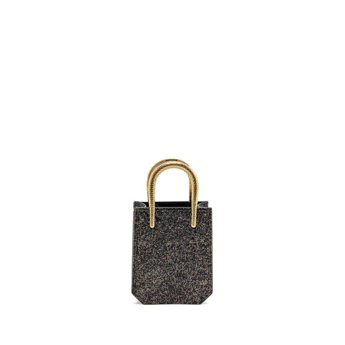 BVLGARI SERPENTINE MINI TOTE BAG CRYSTAL SPARKLE CALFSKIN ANTIQUE BRONZE/GOLD GHW