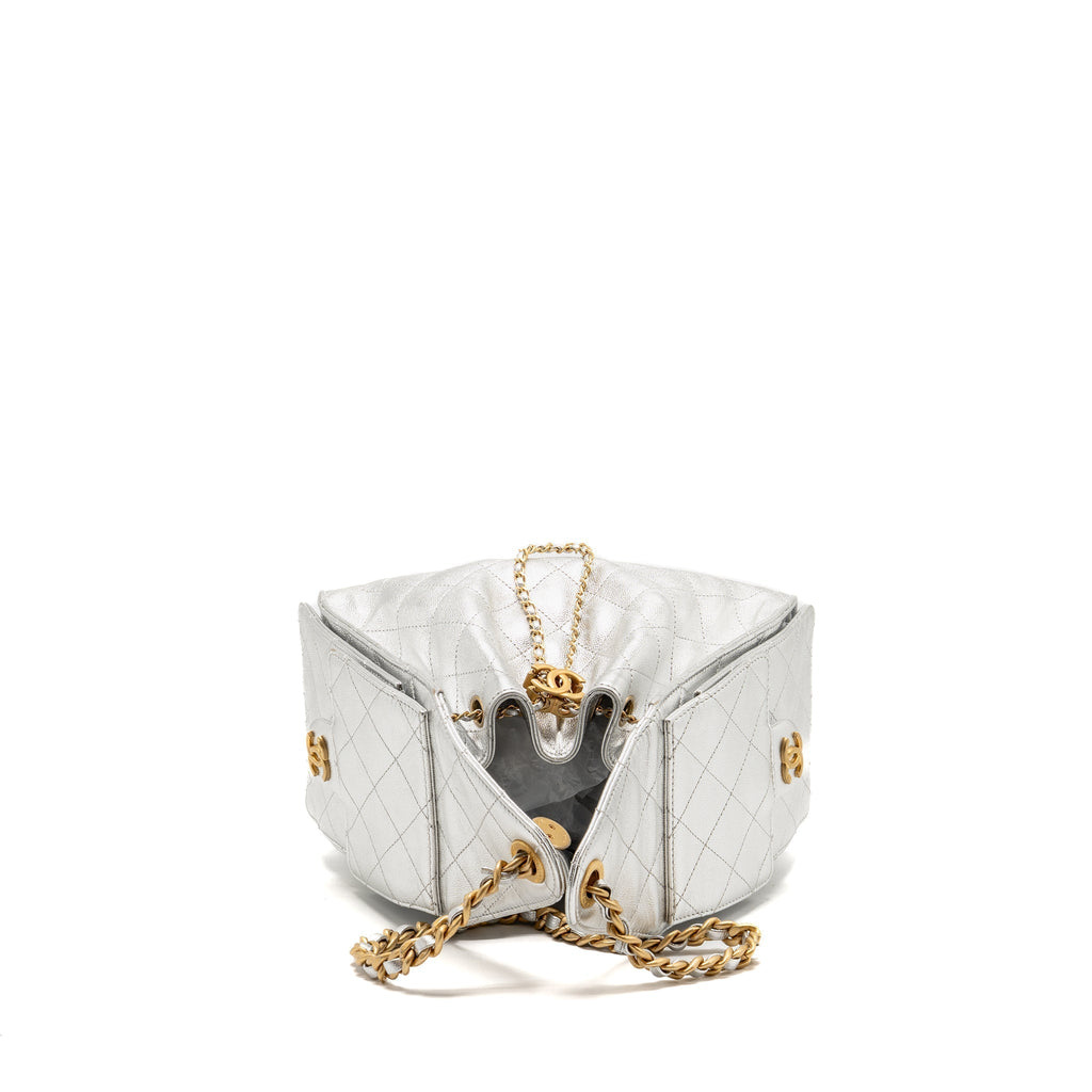 CHANEL SMALL 25 BAG CAVIAR SILVER GHW (MICROCHIP)