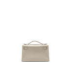 Hermes Kelly Pochette swift gris perle SHW