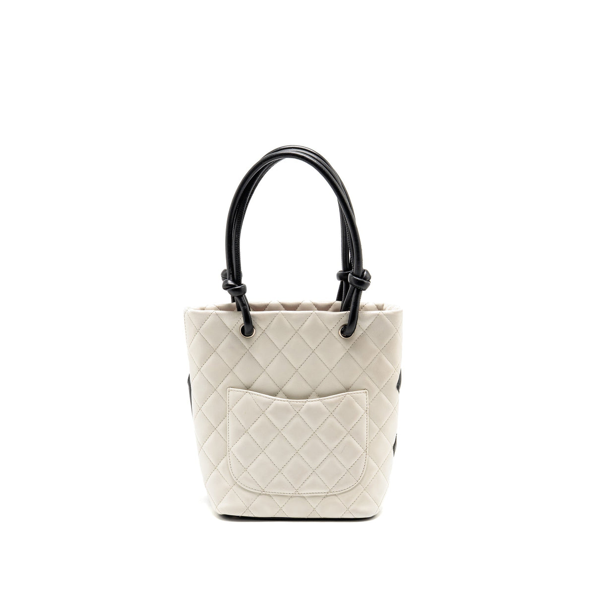 CHANEL SMALL CAMBON LIGNE SHOPPING TOTE BAG CALFSKIN BLACK/WHITE SHW