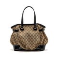 Gucci Vintage Full Moon Tote Bag GG Supreme Canvas/Patent Brown/Black GHW