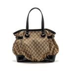 Gucci Vintage Full Moon Tote Bag GG Supreme Canvas/Patent Brown/Black GHW