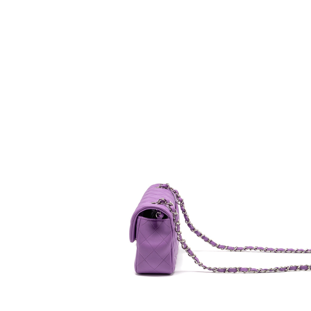 CHANEL MINI RECTANGULAR FLAP BAG LAMBSKIN PURPLE SHW