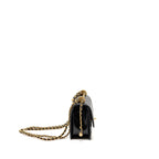 CHANEL GOLD CRUSH MINI FLAP BAG SHINY CALFSKIN BLACK GHW (MICROCHIP)