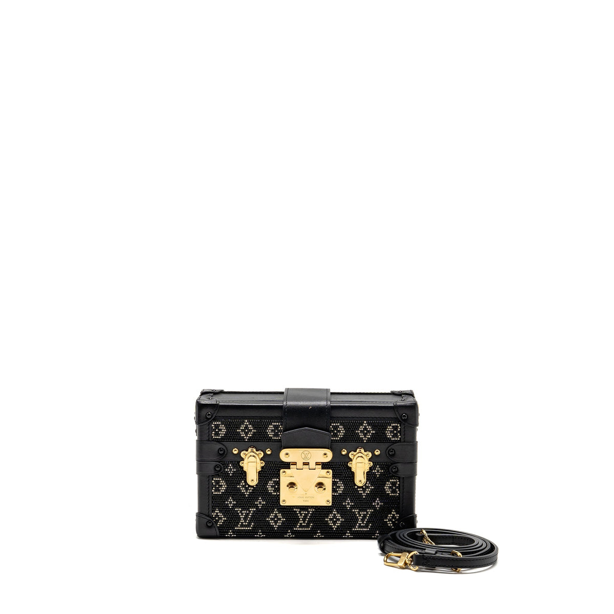 Louis Vuitton Petite Malle Bag Beads Embroidered Monogram/Leather Black GHW