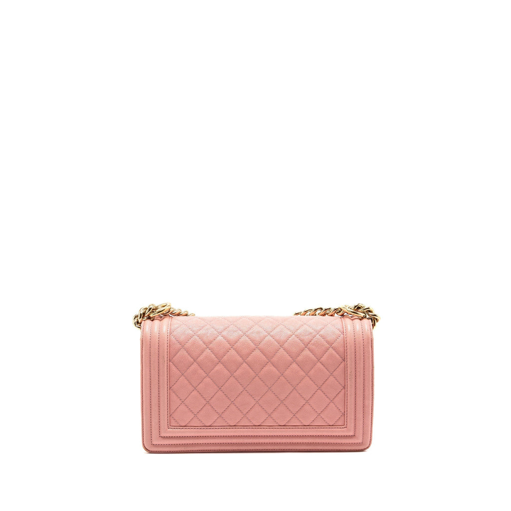 CHANEL MEDIUM BOY BAG GRAINED CALFSKIN PINK LGHW