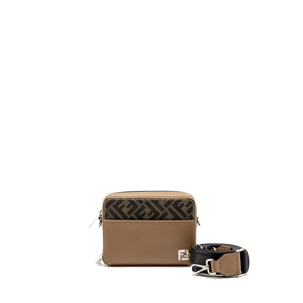 Fendi Squared FF Camera Case Organizer Bag Calfskin/FF Canvas Sand/Brown SHW