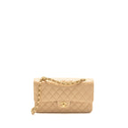 CHANEL MEDIUM CLASSIC DOUBLE FLAP BAG CAVIAR BEIGE GHW (MICROCHIP)