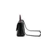 CHANEL MEDIUM COCO HANDLE FLAP BAG LIZARD EMBOSSED HANDLE CAVIAR BLACK RUTHENIUM HARDWARE