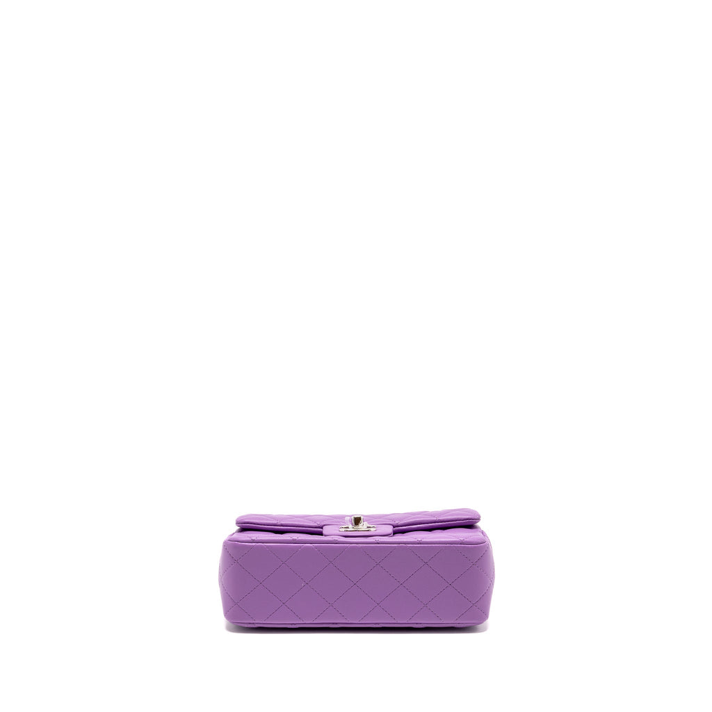 CHANEL MINI RECTANGULAR FLAP BAG LAMBSKIN PURPLE SHW
