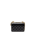 CHANEL GOLD CRUSH MINI FLAP BAG SHINY CALFSKIN BLACK GHW (MICROCHIP)