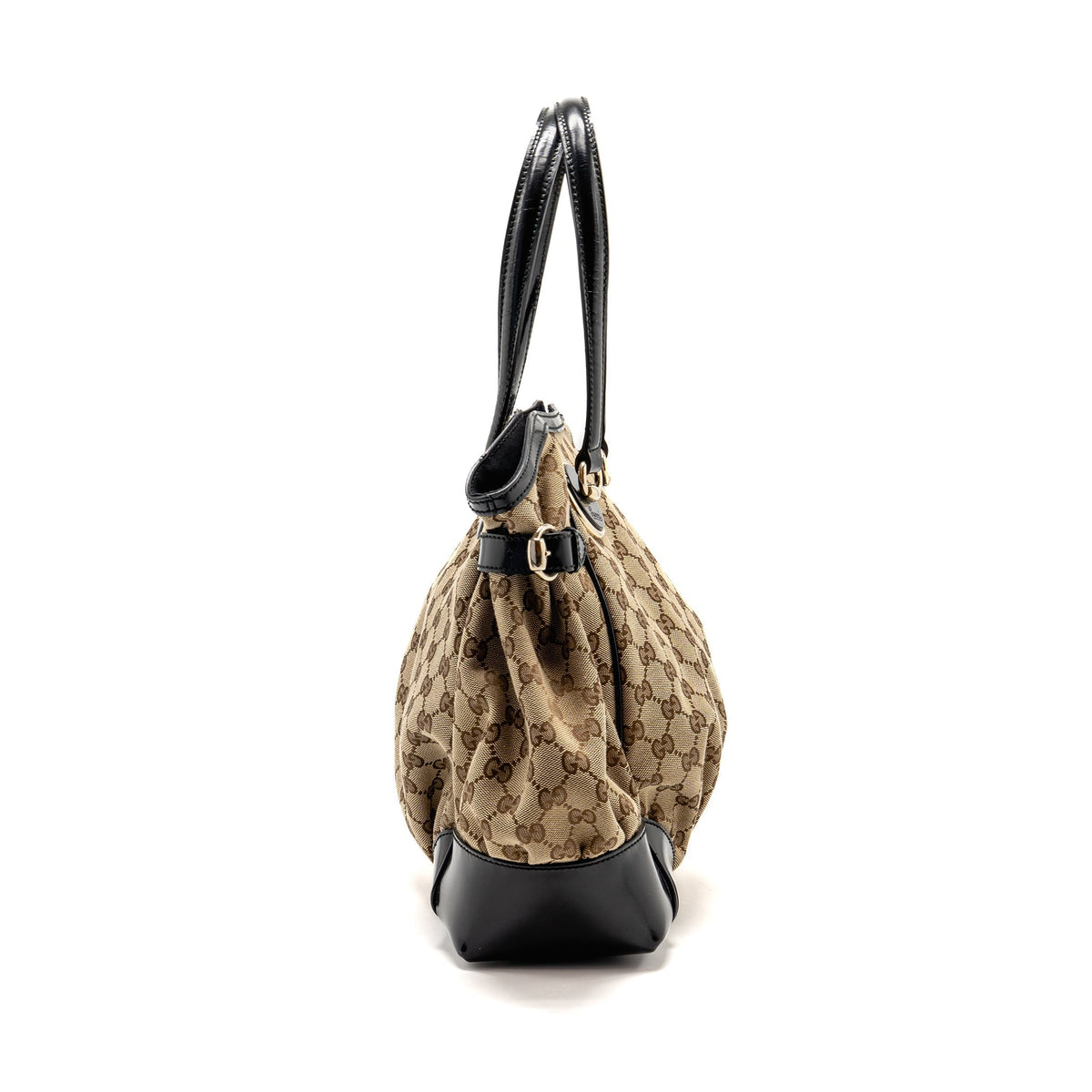 Gucci Vintage Full Moon Tote Bag GG Supreme Canvas/Patent Brown/Black GHW