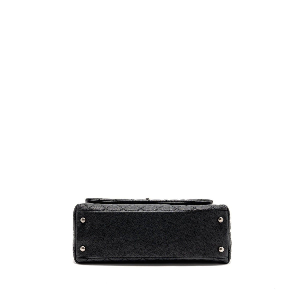 CHANEL MEDIUM COCO HANDLE FLAP BAG LIZARD EMBOSSED HANDLE CAVIAR BLACK RUTHENIUM HARDWARE