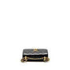 CHANEL GOLD CRUSH MINI FLAP BAG SHINY CALFSKIN BLACK GHW (MICROCHIP)