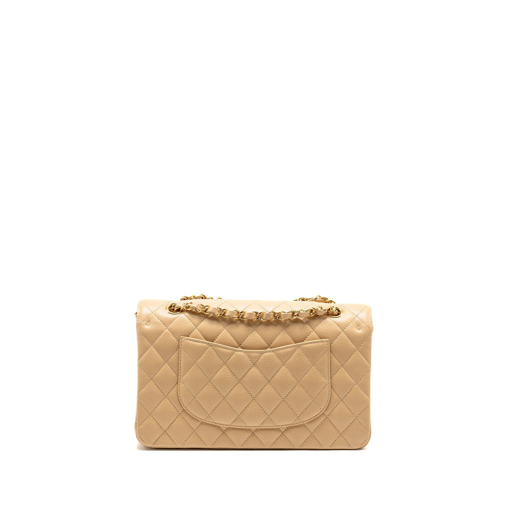 CHANEL MEDIUM CLASSIC DOUBLE FLAP BAG CAVIAR BEIGE GHW (MICROCHIP)