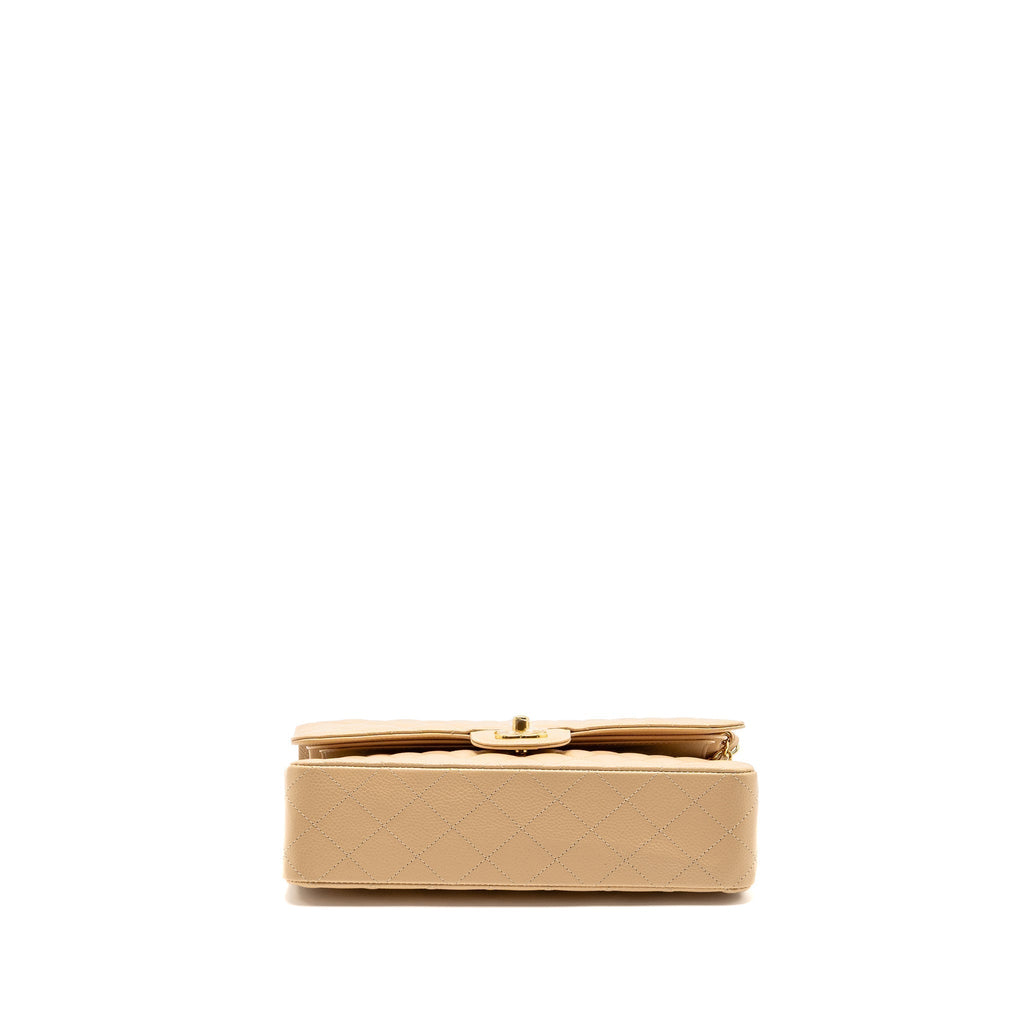 CHANEL MEDIUM CLASSIC DOUBLE FLAP BAG CAVIAR BEIGE GHW (MICROCHIP)