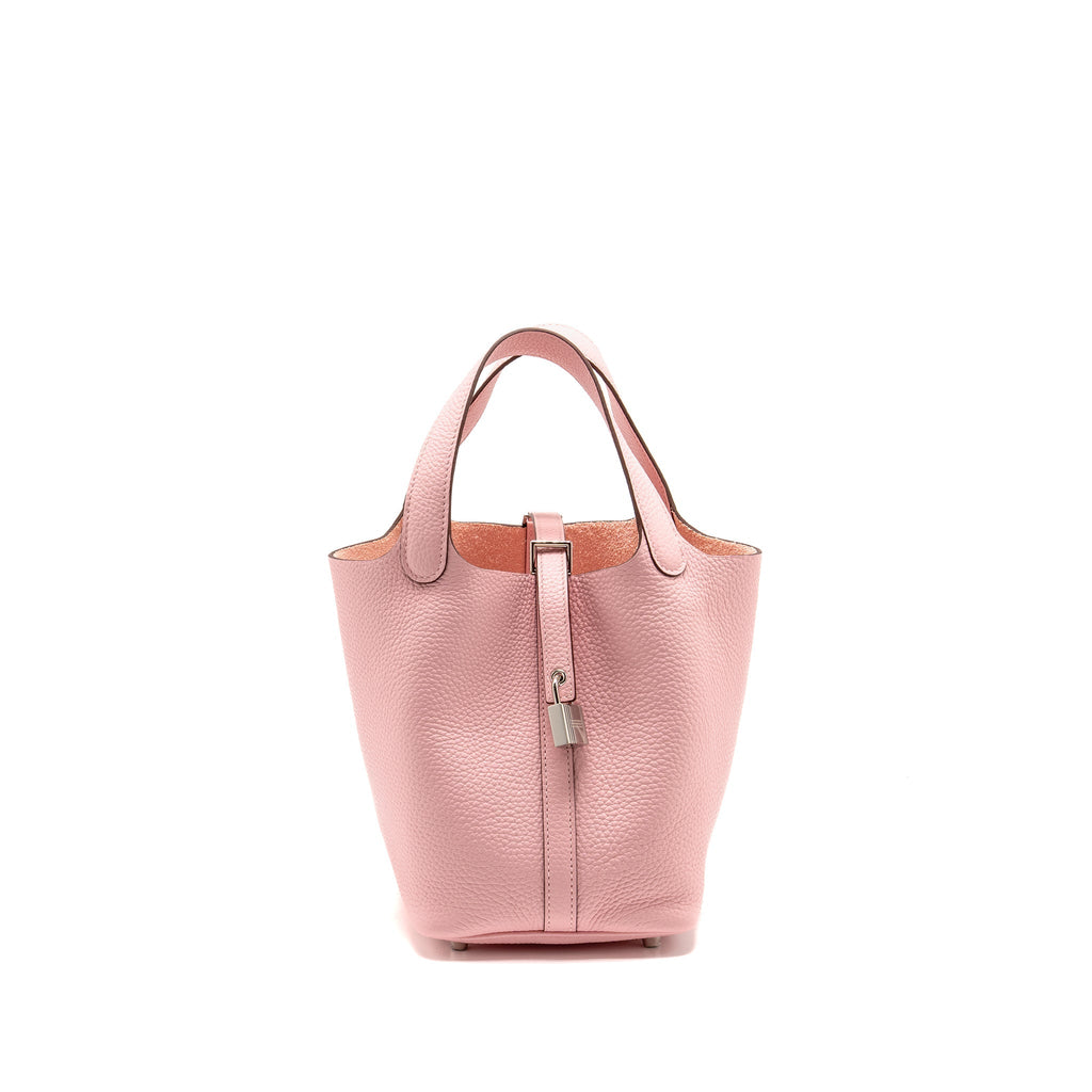 Hermes Picotin 18 Lock Bag Clemence 3Q Rose Sakura SHW