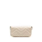 GUCCI MEDIUM GG MARMONT SHOULDER BAG WHITE MATELASSE CHEVRON LEATHER WITH WHITE HARDWARE