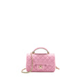 Chanel Top Handle Mini Rectangular Flap Bag Lambskin pink / Light Green LGHW (Microchip)