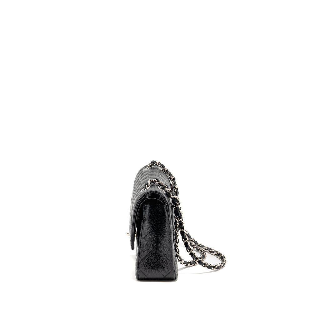 CHANEL MEDIUM CLASSIC DOUBLE FLAP BAG CAVIAR BLACK SHW