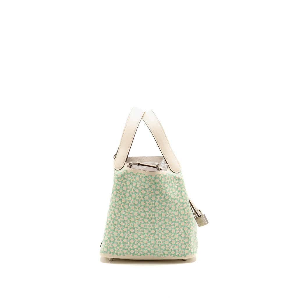 HERMES LUCKY DAISY PICOTIN 18 LOCK BAG SWIFT NATA/VERT/BLANC SHW